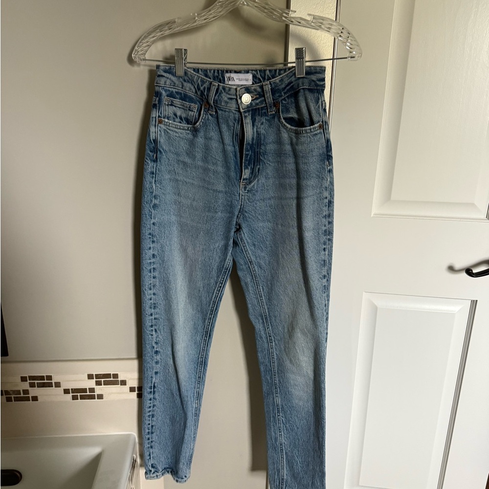 Zara Light Blue Straight Leg Jeans